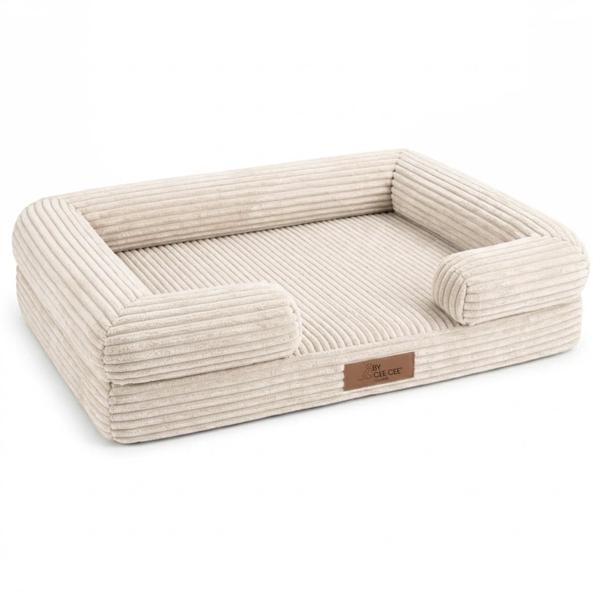 By Cee Cee Orthopedische Hondenmand – Orthopedisch Hondenkussen – Hondenbed – Ribstof - Voor Kleine Honden - Off-white Beige - 80x55cm - Juno