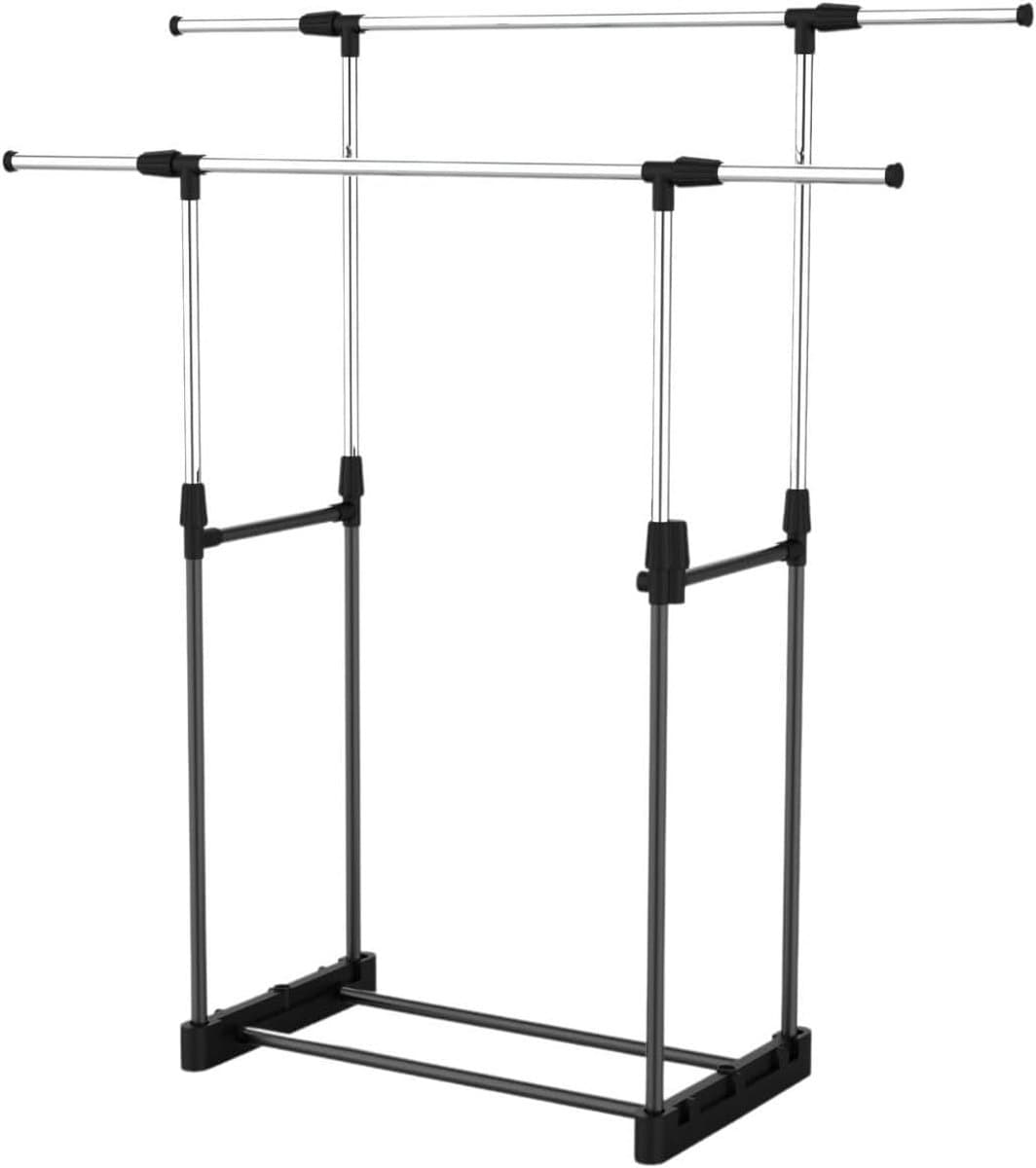Kledingrek met Schoenenrek - Garderoberek Kapstok - Kleding Opbergen - Dubbele Uittrekbare Stangen - 172 x 41 x 157 cm