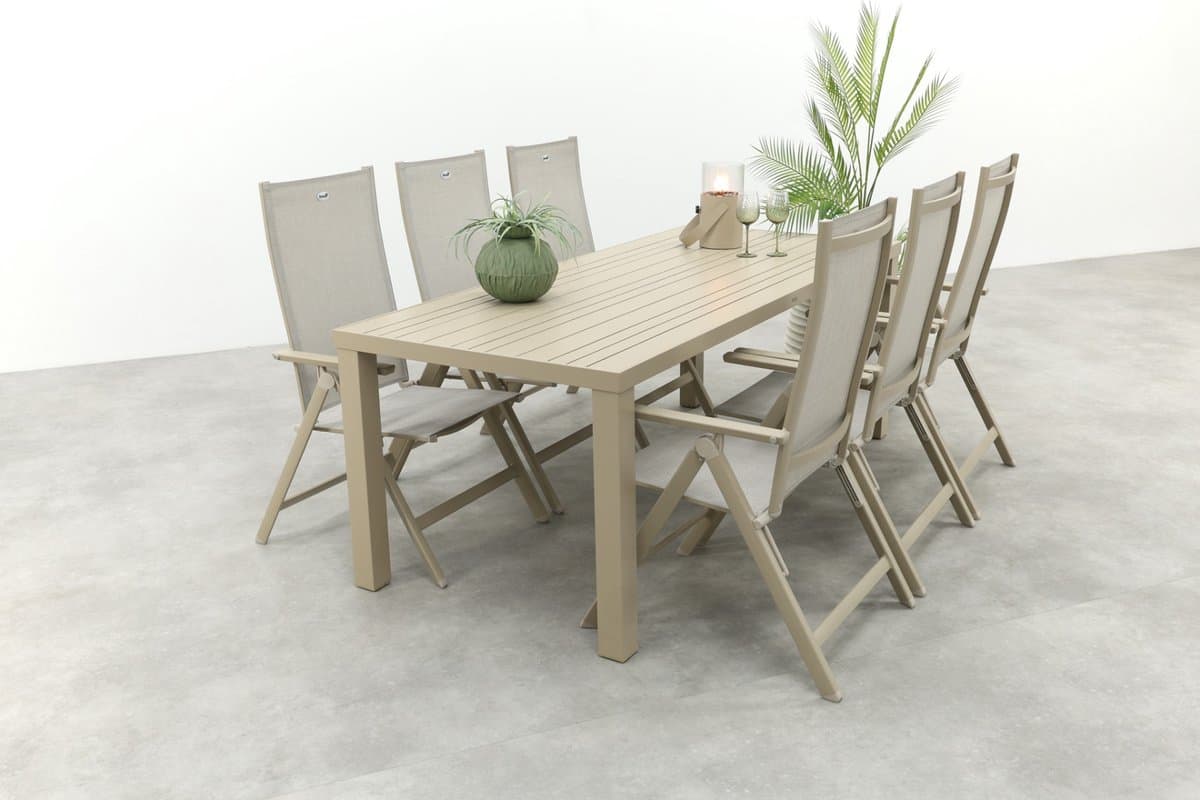 Hartman Napoli/Lena dining tuinset verstelbaar voor 6 personen 210x90 cm. - Latte