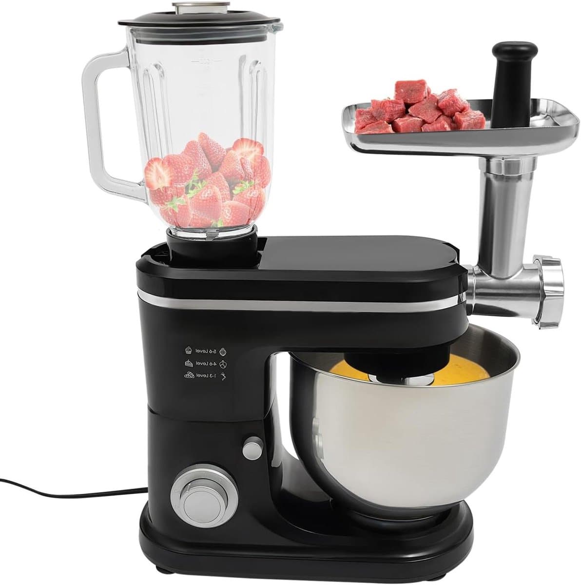 Keukenmachine Blender - Mixer Sapcentrifuge - Bakken En Mixen - 3-in-1 Functionaliteit - 6L Kom - Zwart