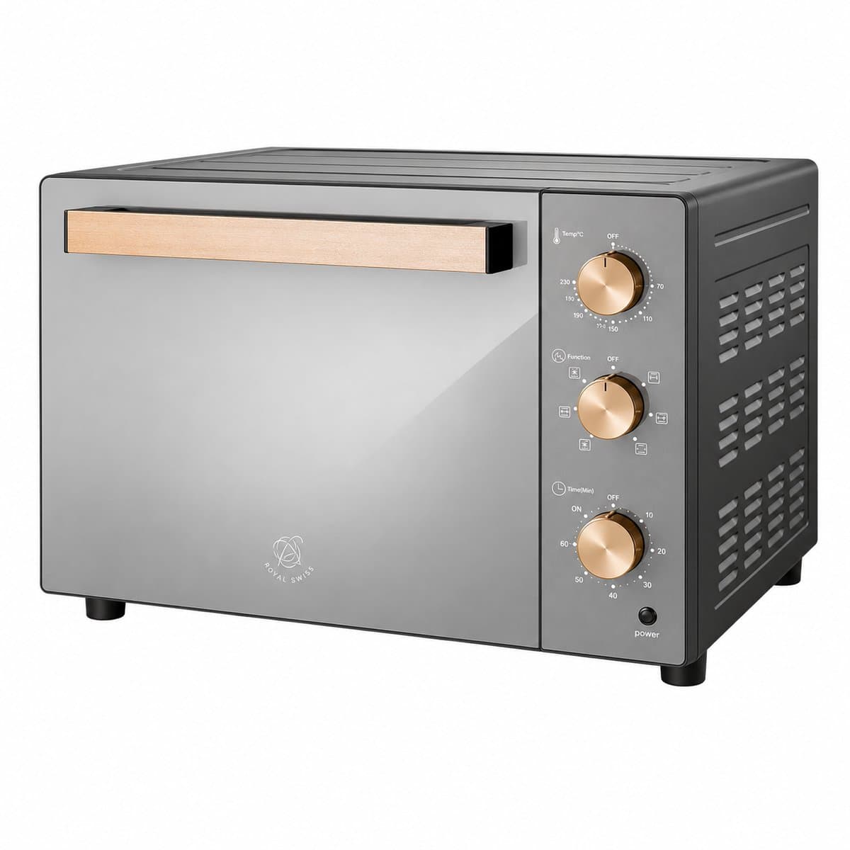 Vrijstaande oven – 45 Liter – 1700W – 7 Programma’s – Elektrische Oven – Met Draaispit,Grill en Boven-Onderwarmte – Royal Swiss®