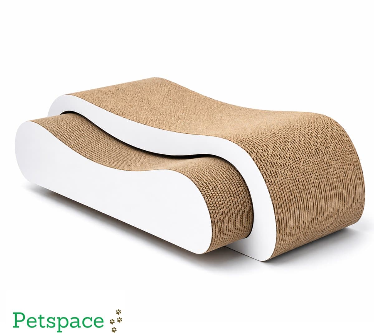 Petspace® - Krabkarton voor Katten - Krabpaal - Krabplank - 2 in 1 Krabplaat - Krabmeubel Karton - Krabmat - Kattenmand - Kattenbed - Wit