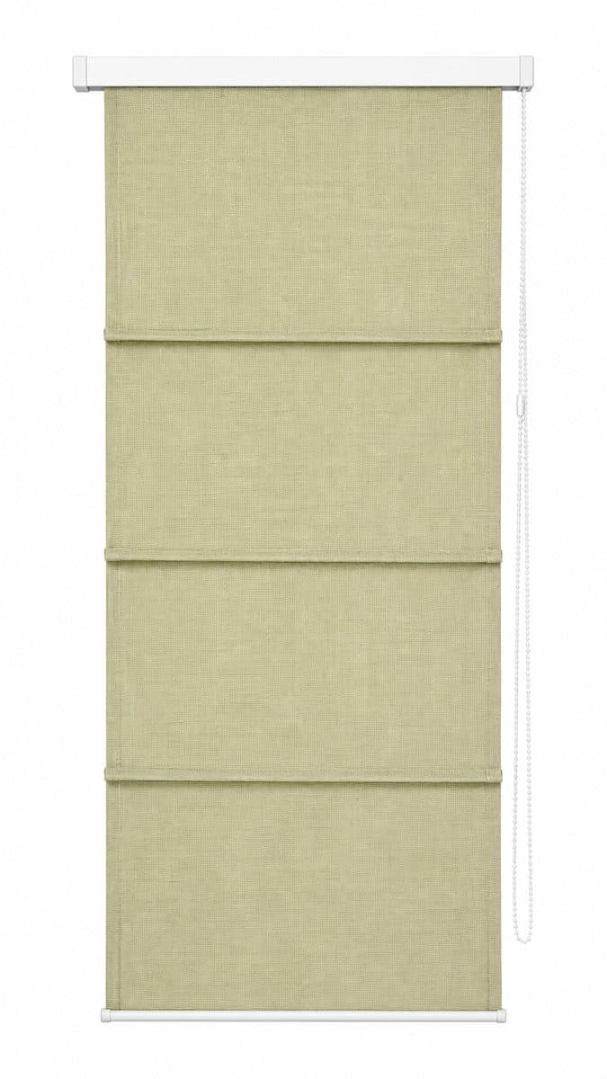 Madécostore Vouwgordijn Linnen Look – Lichtdoorlatend – Beige/Groen – 120 x 180 cm – Met Kettingmechanisme