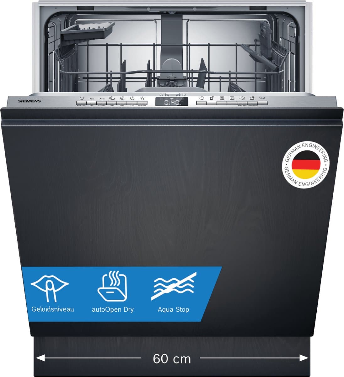 Siemens SN63EX04TE - iQ300 - Inbouwvaatwasser - 60 cm - Energielabel B - Home Connect - varioSpeed Plus je vaat tot wel drie keer zo snel schoon - infoLight
