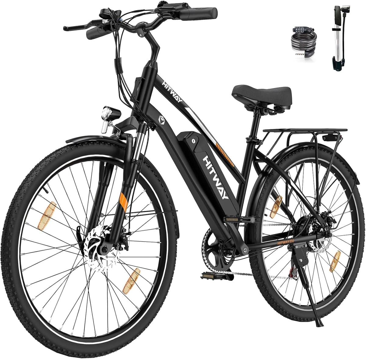 Elektrische Fiets HITWAY BK27 - 28 Inch City Commuter EBike met Afneembare 36V 12Ah Lithium Batterij - Mountain E-Bike met 250W Motor - 7 Versnellingen - IP54 Waterdicht
