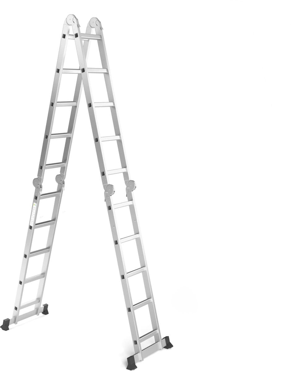 RMBO - Multifunctionele Vouwladder 4x5 - Vouwladder - 5,82 m lang - Compact en Draagbare ladder - 13 standen - Geschikt voor Particulier en Professioneel Gebruik - Max. Belasting 150 kg, EN 131.6