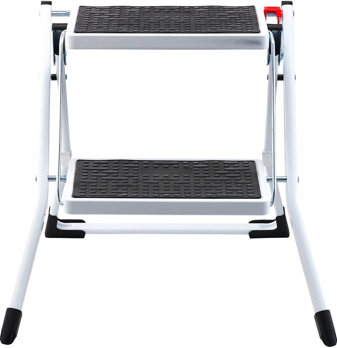 Trapladder met 2 Treden, Draagvermogen 150 Kg, Opvouwbaar, Ergonomische Stalen Kruk met Antislippedaal, Ideaal voor Thuis, Keuken, Kantoor en Stacaravans