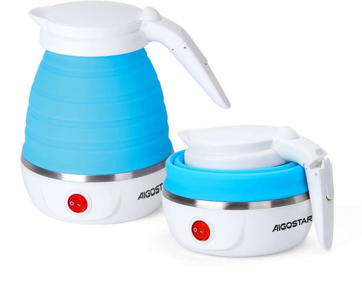 Aigostar Opvouwbare Mini Waterkoker 0,6L – Reis & Camping, Dual Voltage, BPA-vrij