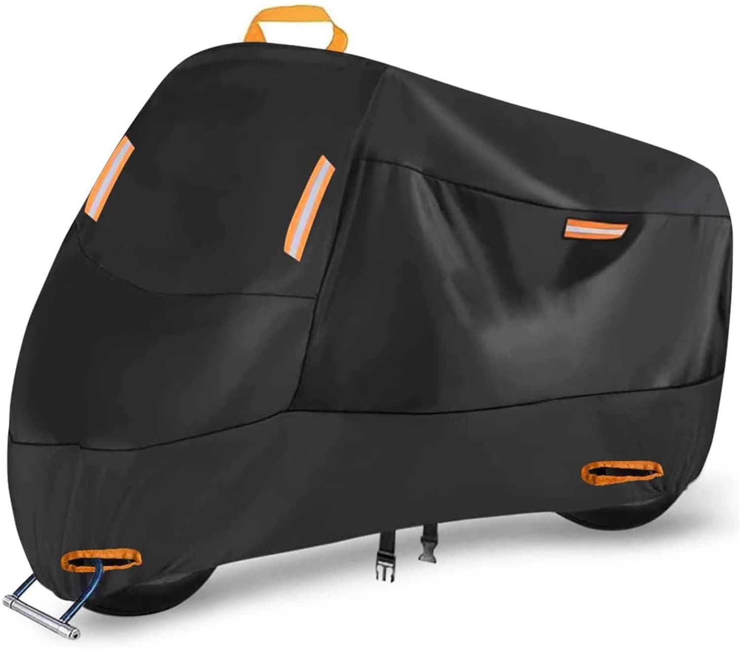 Waterdicht Motorhoes - Outdoor Afdekzeil voor motorfietsen - Motorhoezen Waterdichte - Motorafdekking - Outdoor & Indoor - Universeel Motor - Reflecterende strips en windbestendig - UV-bescherming - 210D Oxford-stof - XL(230*95*125cm) - Zwart
