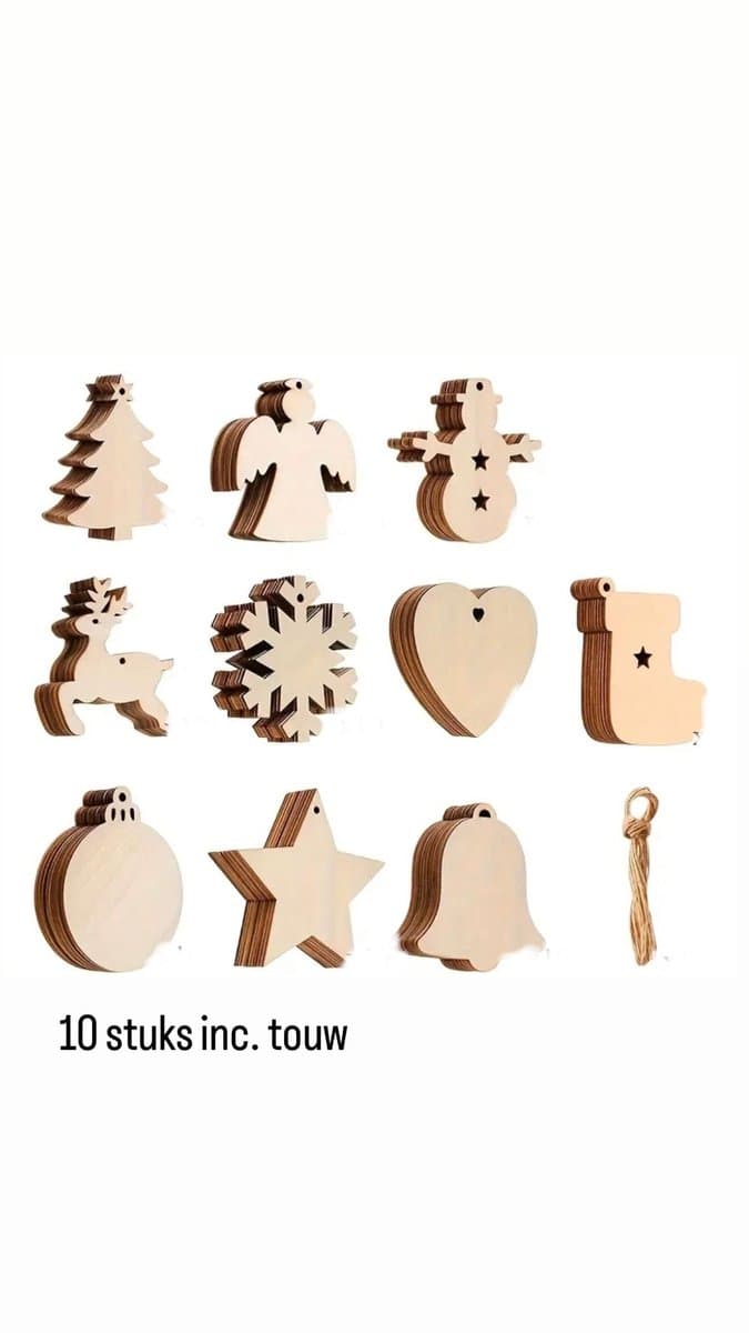 Akyol - Kerstboomhangers -houten kerstboomhangers -scrapbooking -kerstornamenten -mini -kerstboom hanger hout -mini kerstboom hangers - Kerstboom Versiering - Set 10 stuks – Hout – kerstversiering – kerst - feestdagen