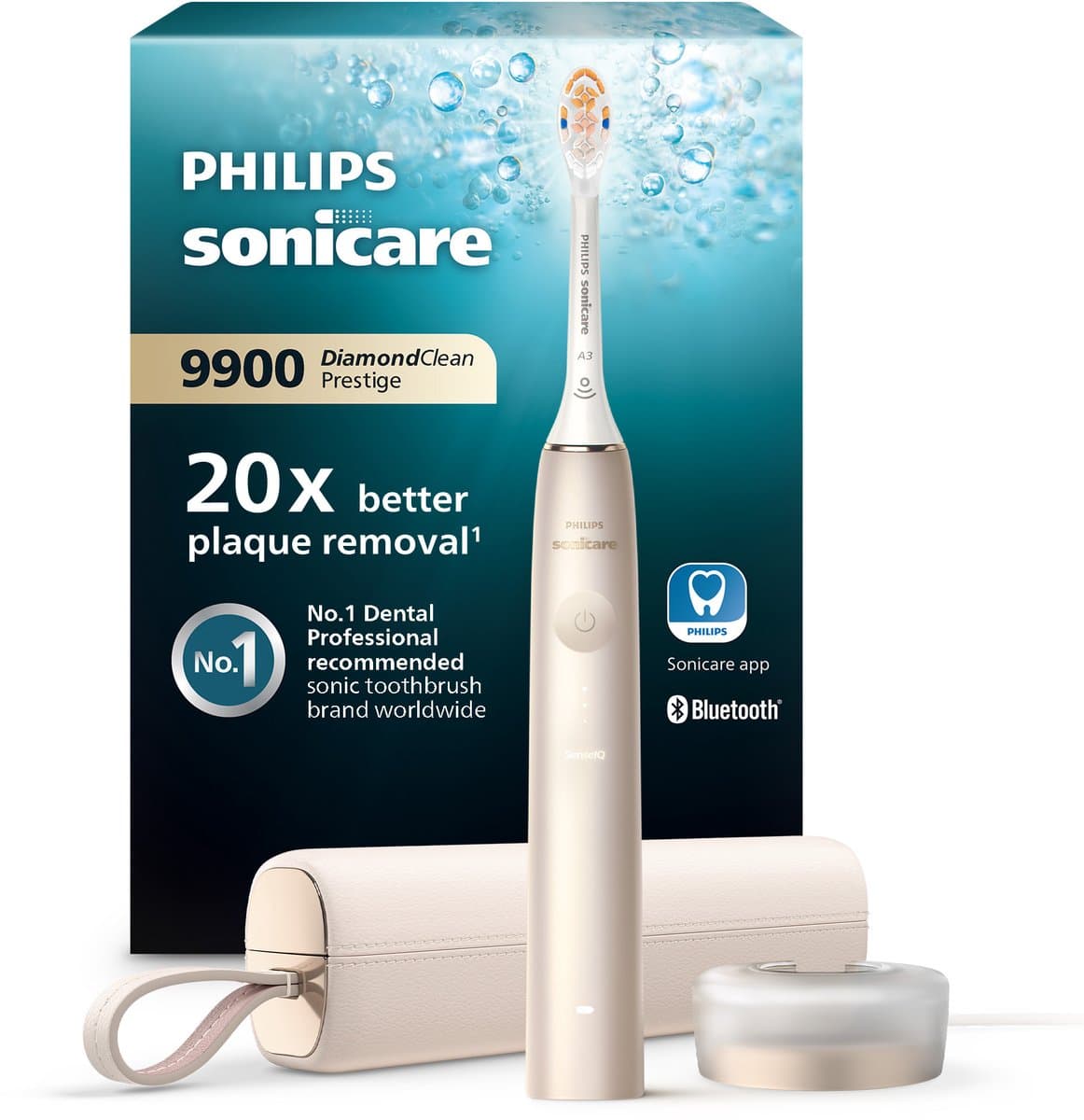 Philips Sonicare DiamondClean Prestige 9900 - Elektrische tandenborstel met SenseIQ - AI- Champagne - HX9992/11