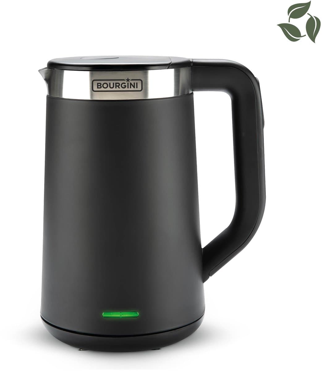 Bourgini Elements - Digitale Waterkoker - Zwart - 1.7 liter inhoud - GRS gecertificeerd gerecyclede materialen