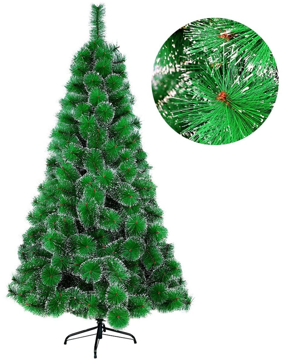 NAIZY Kunstkerstboom PVC 210cm Dennenboom Kerstboom met standaard Nepkerstbomen Kerstdecoratie, dennennaalden met sneeuweffect