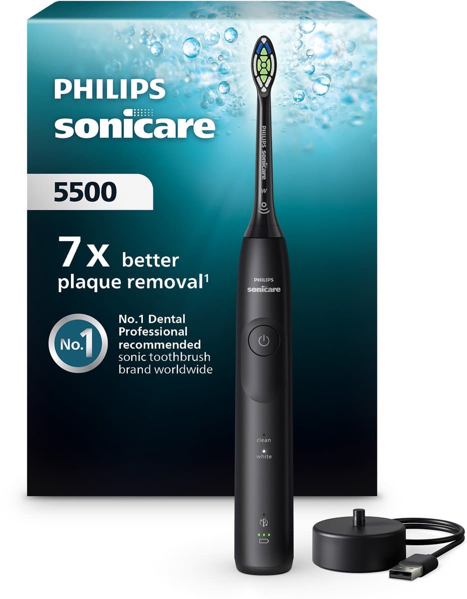 Philips Sonicare 5500 Series - Elektrische Tandenborstel - Zwart - Wittere tanden - HX7111/01