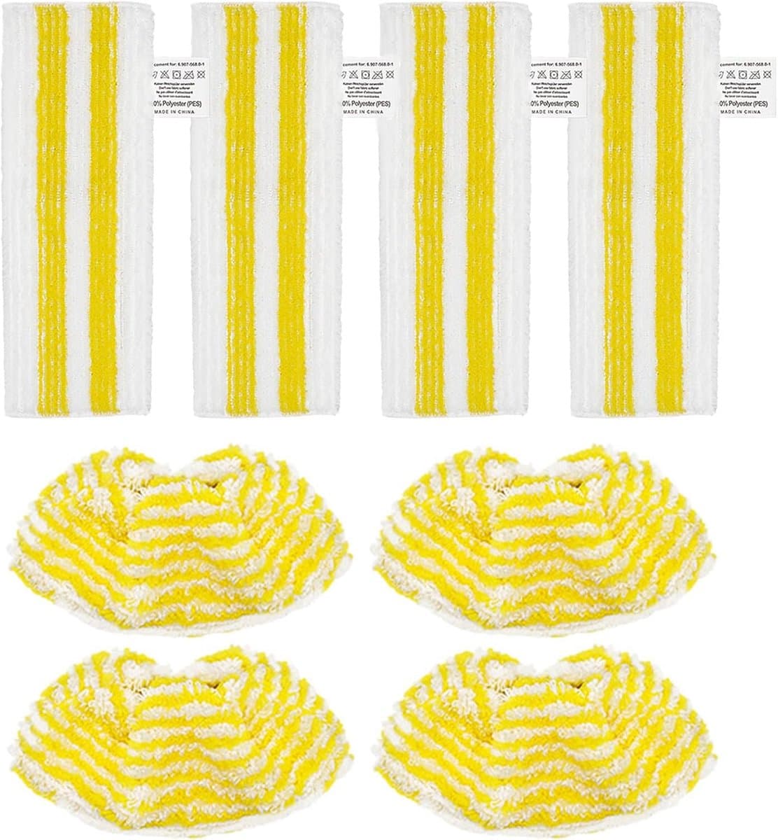 8 stuks microvezeldoeken - 345*125mm - Geschikt voor Kärcher EasyFix stoomreiniger SC3 - SC4 - SC5 - SC2 - stoomreiniger accessoires - geel en Wit