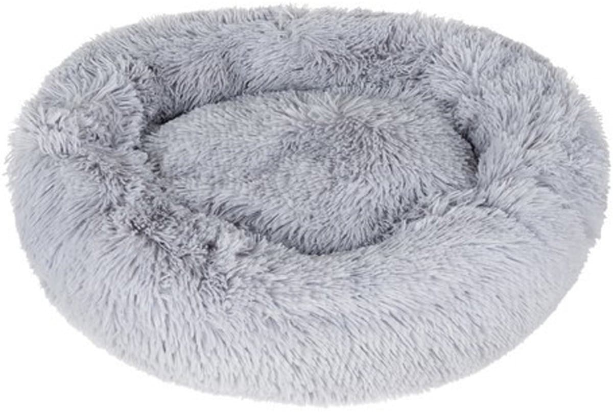 Purlov Honden/kattenmand/kussen - grijs - D60 cm - Huisdieren lig/slaap kussen - dikke warme ondergrond - hondenmand