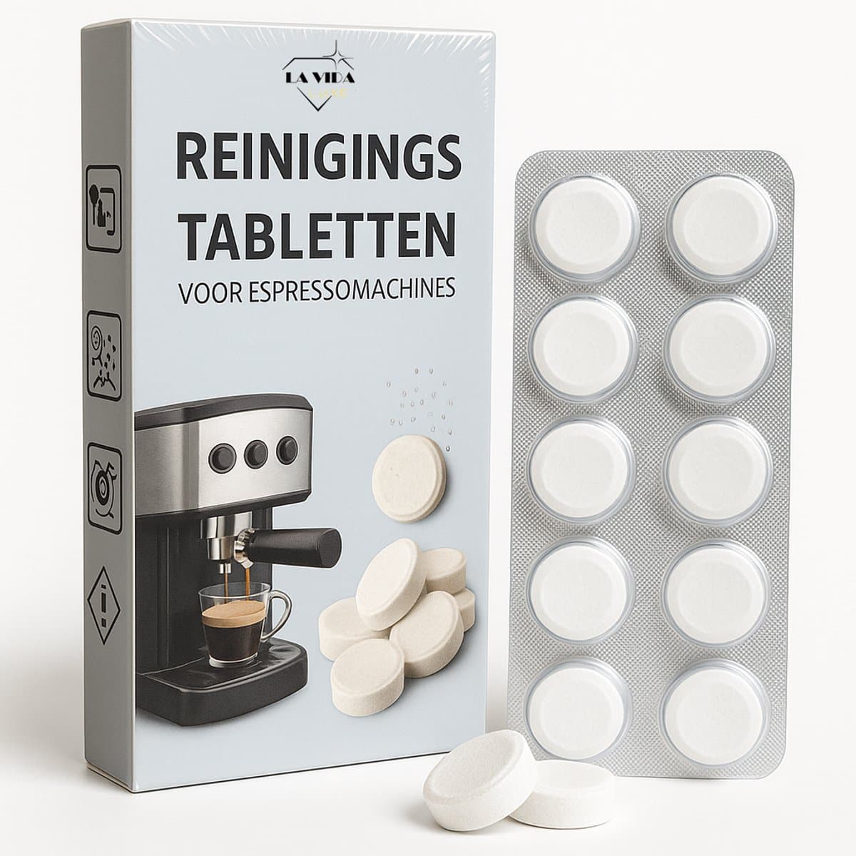 La Vida Luxe Reinigingstabletten Koffiemachine – 20 Stuks – Universele Koffiemachine Reiniger – Onderhoudstabletten voor Espresso- en Koffiezetapparaten