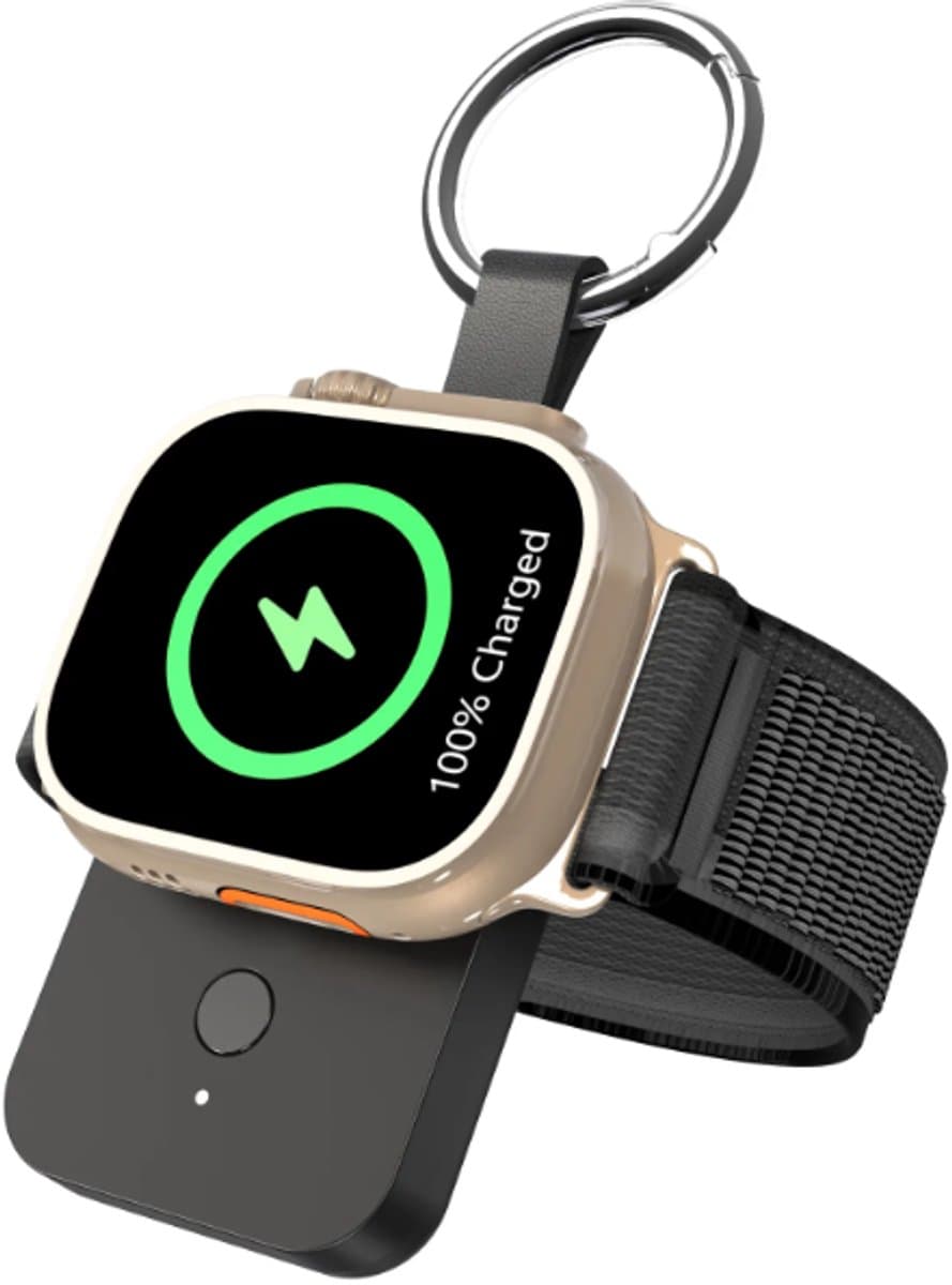 DrPhone SnapDock A – Draagbare Draadloze Smartwatch Oplader 1000mAh Powerbank – Geschikt voor Apple Watch (Ultra/SE/Series 2-8) – Nood Compact & Lichtgewicht – USB-C Ingang – 2-3x Volledig Opladen - Zwart