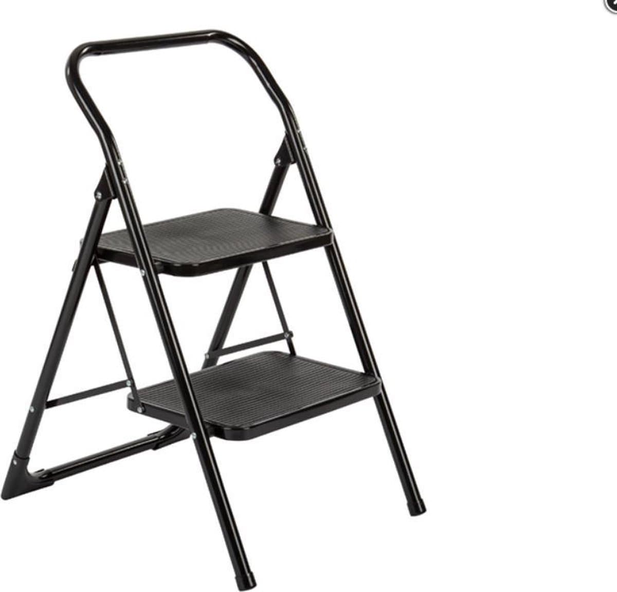 BIG STEP Trapladder 2 brede treden zwart