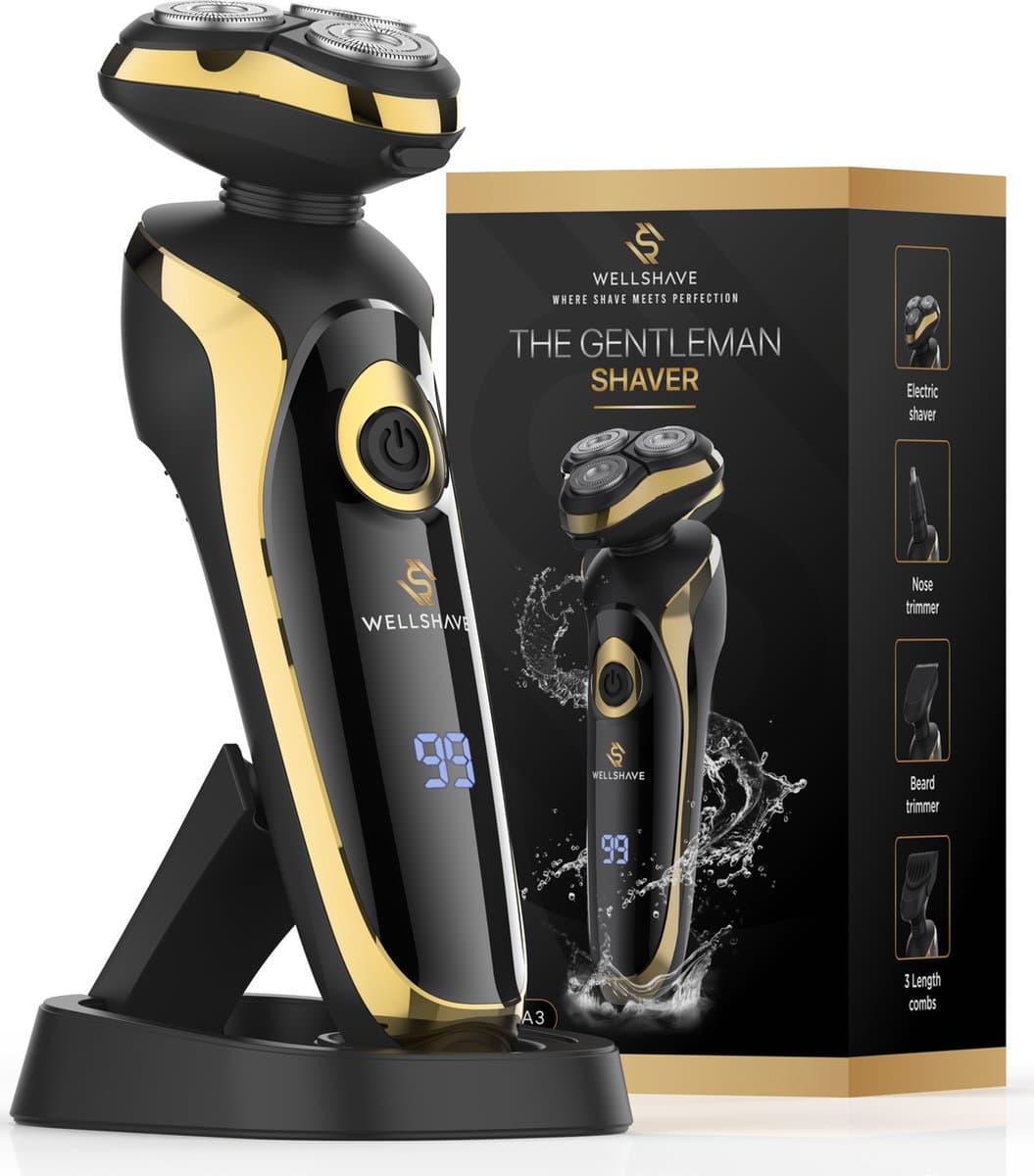 Wellshave 4 in 1 Scheerapparaat Elite - Scheerapparaat voor Mannen - Met Trimmer en Neustrimmer - Elektrische scheerapparaat - Scheren - Baardtrimmer - Vaderdag Cadeau