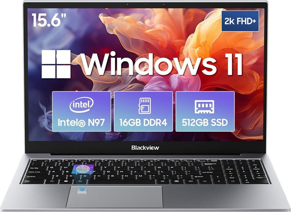 Blackview AceBook 8 Laptop - 15,6 inch Full HD - 16 GB RAM - 512 GB SSD - Intel N97 - Windows 11 Notebook - UHD Graphics - Grijs