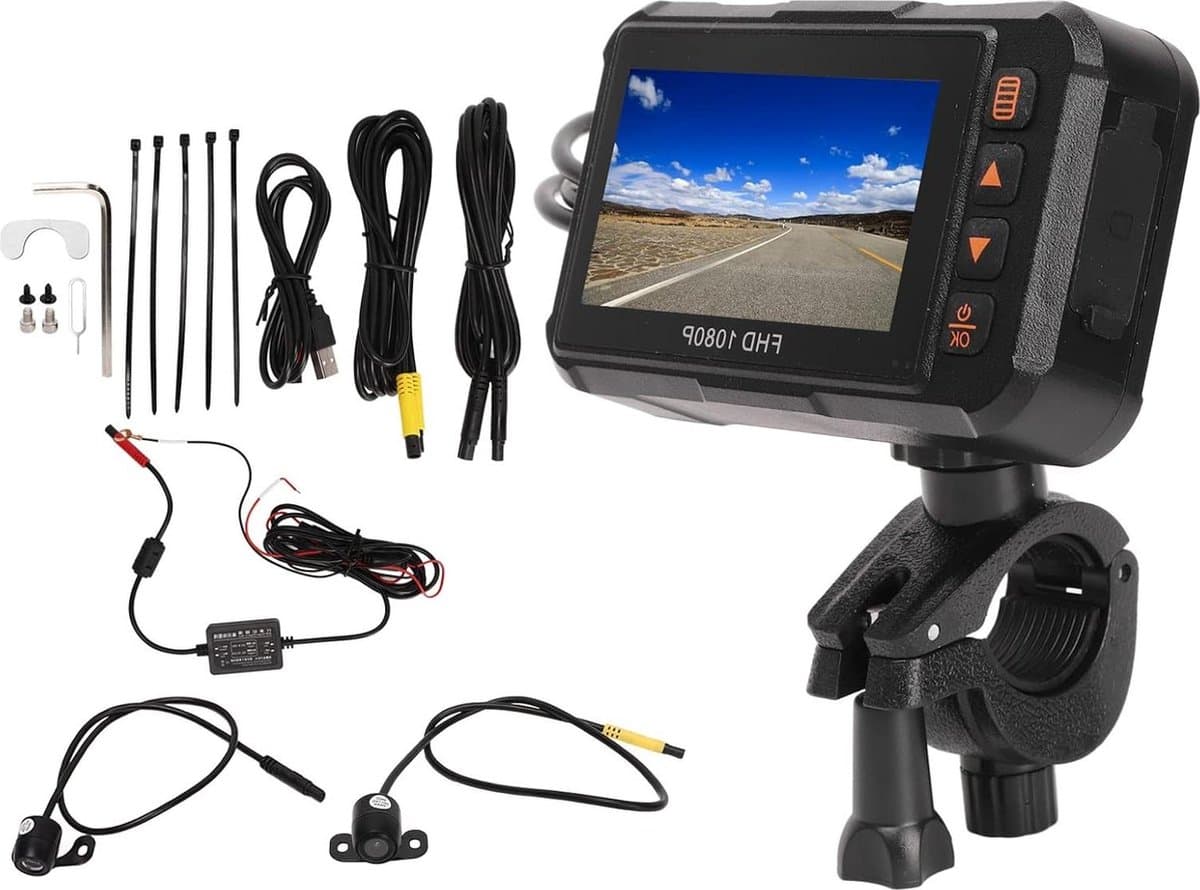 Motorfiets Actie Camera 3in Dash Cam 1080P Voor Achter Video Recorder - Rijden Loop Recording G Sensor Parkeerbewaking Waterdicht .