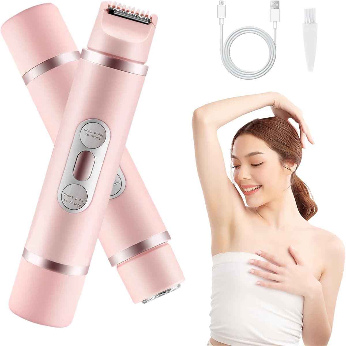 Ynkkvre -Silky Smooth Scheerapparaat - Dames - Elektrische Scheerapparaten Vrouwen - Scheerapparaat - Epilator - Dames - Shaver - Ladyschaver - Haar Verwijderaar - 2 in 1 Electric Lady Shaver - roze