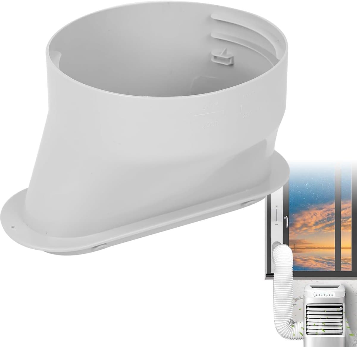 Koppelstuk Mobiele Airco Afvoerslang - Ø150Mm - Luchtafvoerslang - Plaat voor afvoerslang met een diameter van 15 cm - Voor verticale/horizontale schuiframen