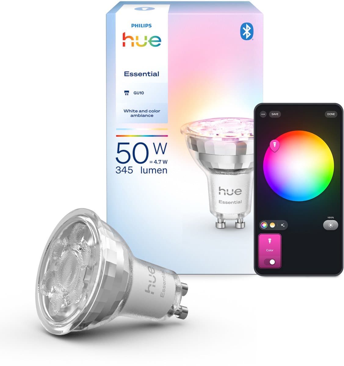 Philips Hue Essential Slimme LED GU10 Spotlight - Wit en gekleurd licht