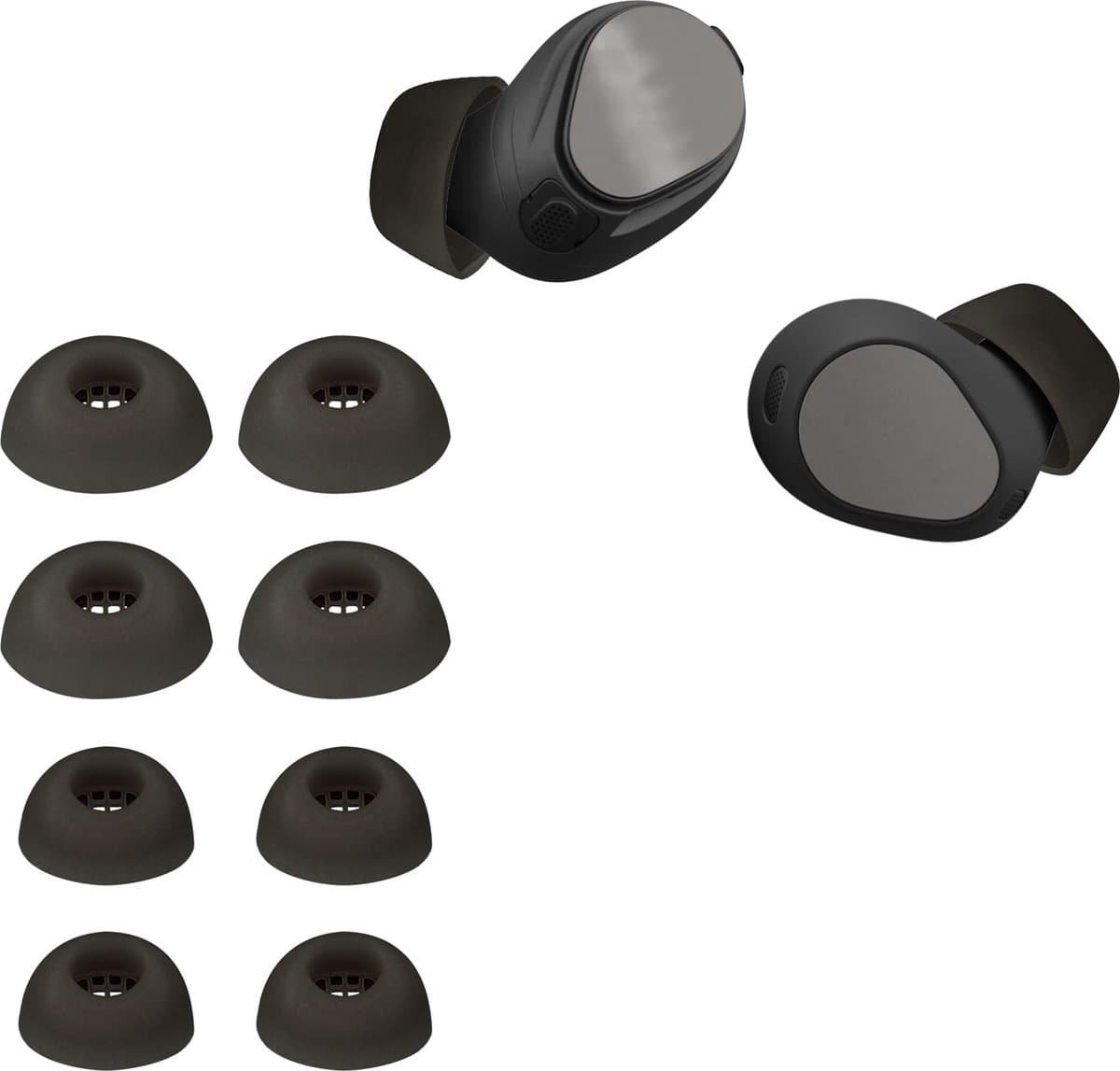 kwmobile 8x Reserve covers voor oordopjes geschikt voor Jabra Elite 10 / E10 - 4 maten - Silicone dopjes voor in-ear headphones