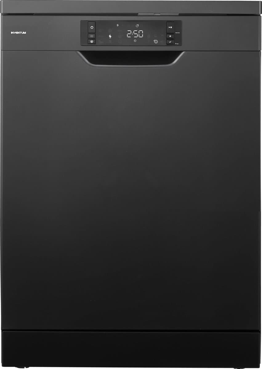 Inventum VVW6060AB energiezuinige vaatwasser - 14 couverts - Verstelbare bovenkorf - Besteklade-Bestekmand - Stil: 42 dB - 9 programma’s - Deur opent automatisch - Startuitstel - Energielabel A - Vrijstaand - Matzwart
