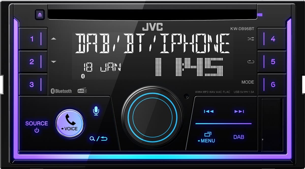 JVC KW-DB95BT 2-DIN Autoradio Multicolor Bluetooth DAB+