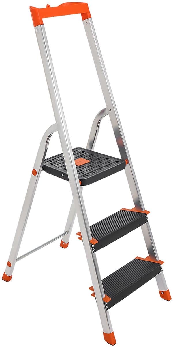 SONGMICS - Huishoudtrap - Ladder - Vouwladder - 3 Treden - Aluminium - Antislip - Max 150 kg