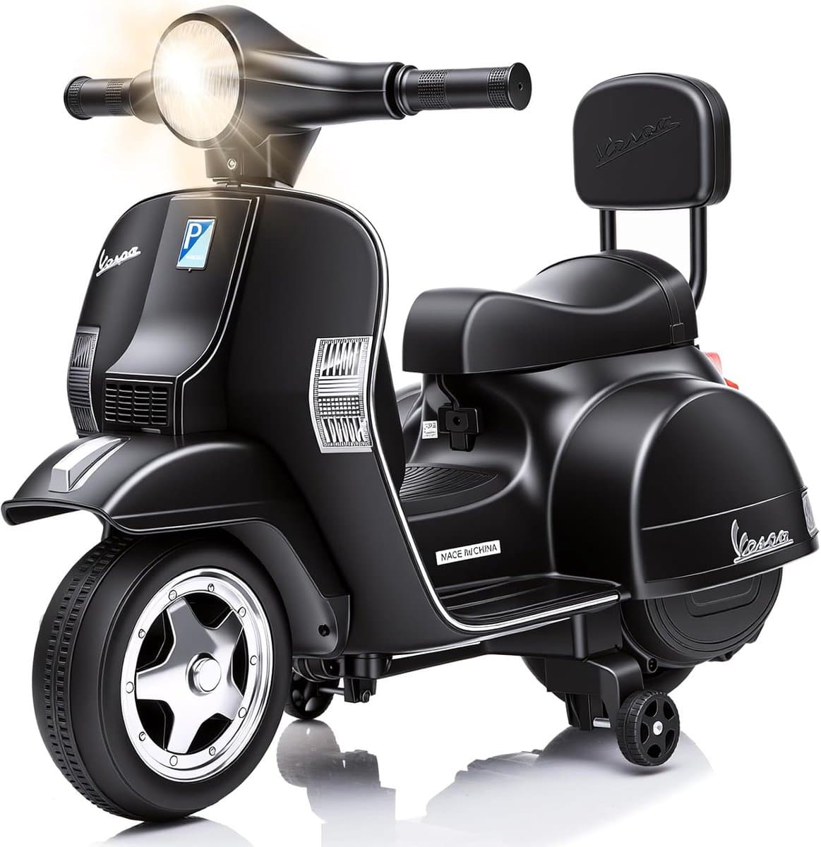 Elektrische Scooter voor Kinderen - Retro Kindermotor met Licht, Muziek en Claxon, 6V - Zwart