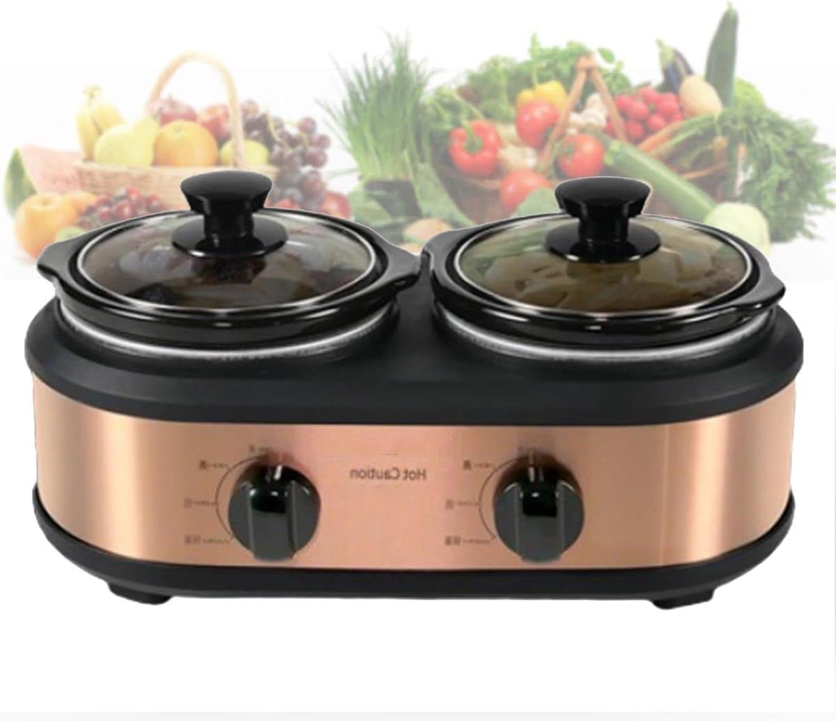 Slow Cooker - Stoofpot Braadpan - Langzaam Koken - Drie-dimensionale Verwarming - 1.2L - Zwart