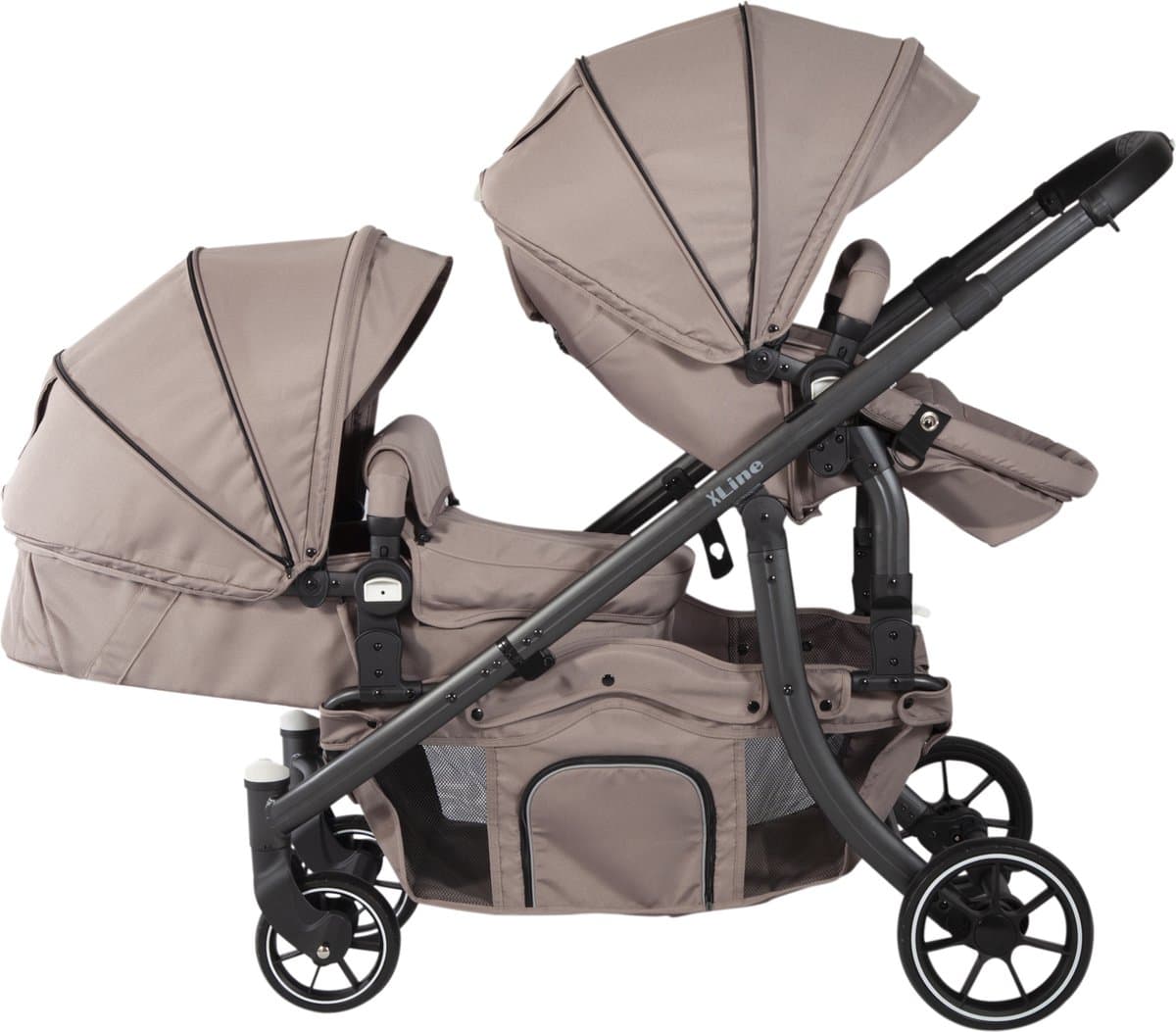 X Adventure Duo Kinderwagen / Tweeling Kinderwagen – Taupe