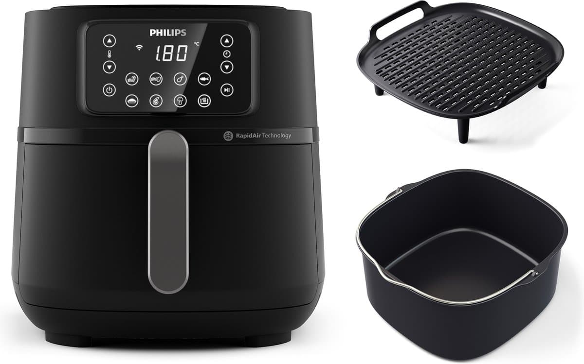 Philips Airfryer Connected 5000 Series - HD9285/96 - 7,2 liter (XXL) - Heteluchtfriteuse - 16 programma's - Quickclean Met bakvorm & grillplaat