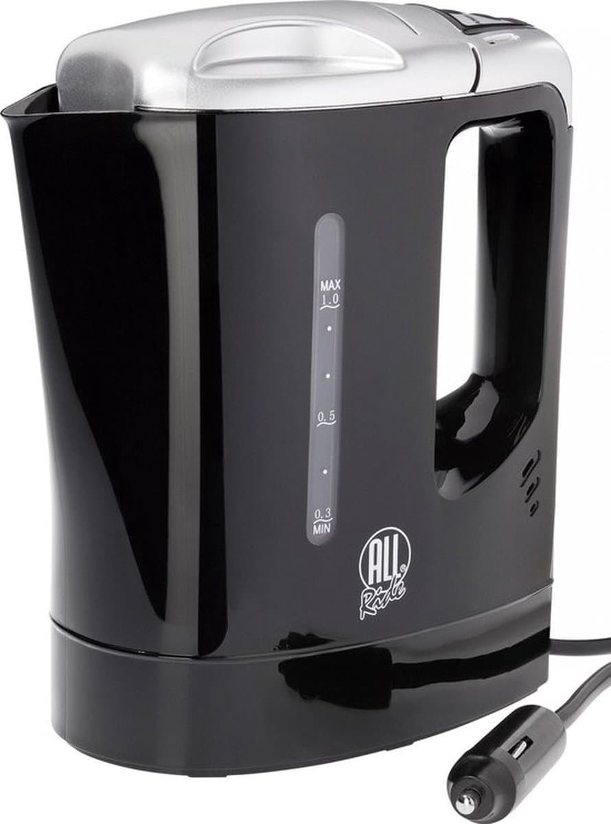 All Ride Reis Waterkoker 12V - Auto Waterkoker 0.8L - Aansluiting op Sigarettenaansteker Auto - Warme Dranken Onderweg - voor Auto, Camper, Boot en Vrachtwagen - Kunststof - Zwart