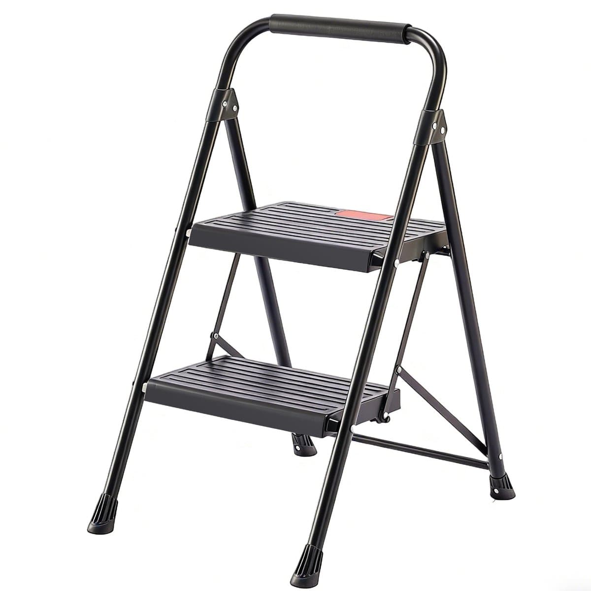 Opvouwbare Huishoudladder 2 Treden – Antislip Metalen Trapladder – Compact, Lichtgewicht en Stevig