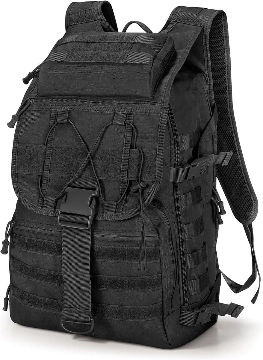 Rugzak - Militaire Rugzak - Tactical Backpack - Waterdicht en Duurzaam - Meerlaags - 35L - 31x18x45 cm - voor Wandelen Kamperen, Bergbeklimmen - Zwart