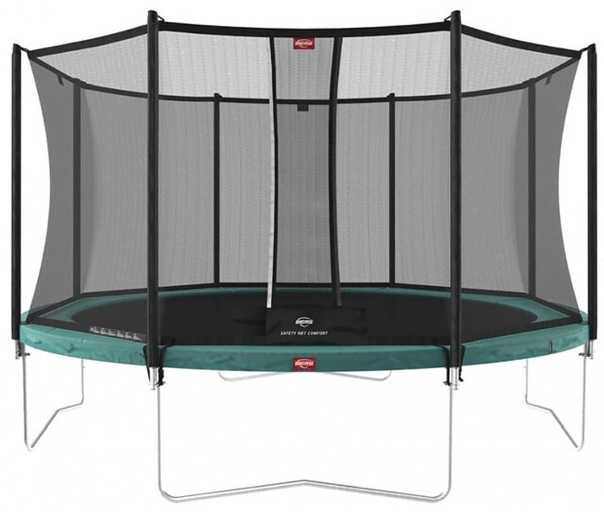 BERG Favorit Regular 430 Trampoline Op Poten - Safety Net Comfort - AirFlow Springdoek - Groen