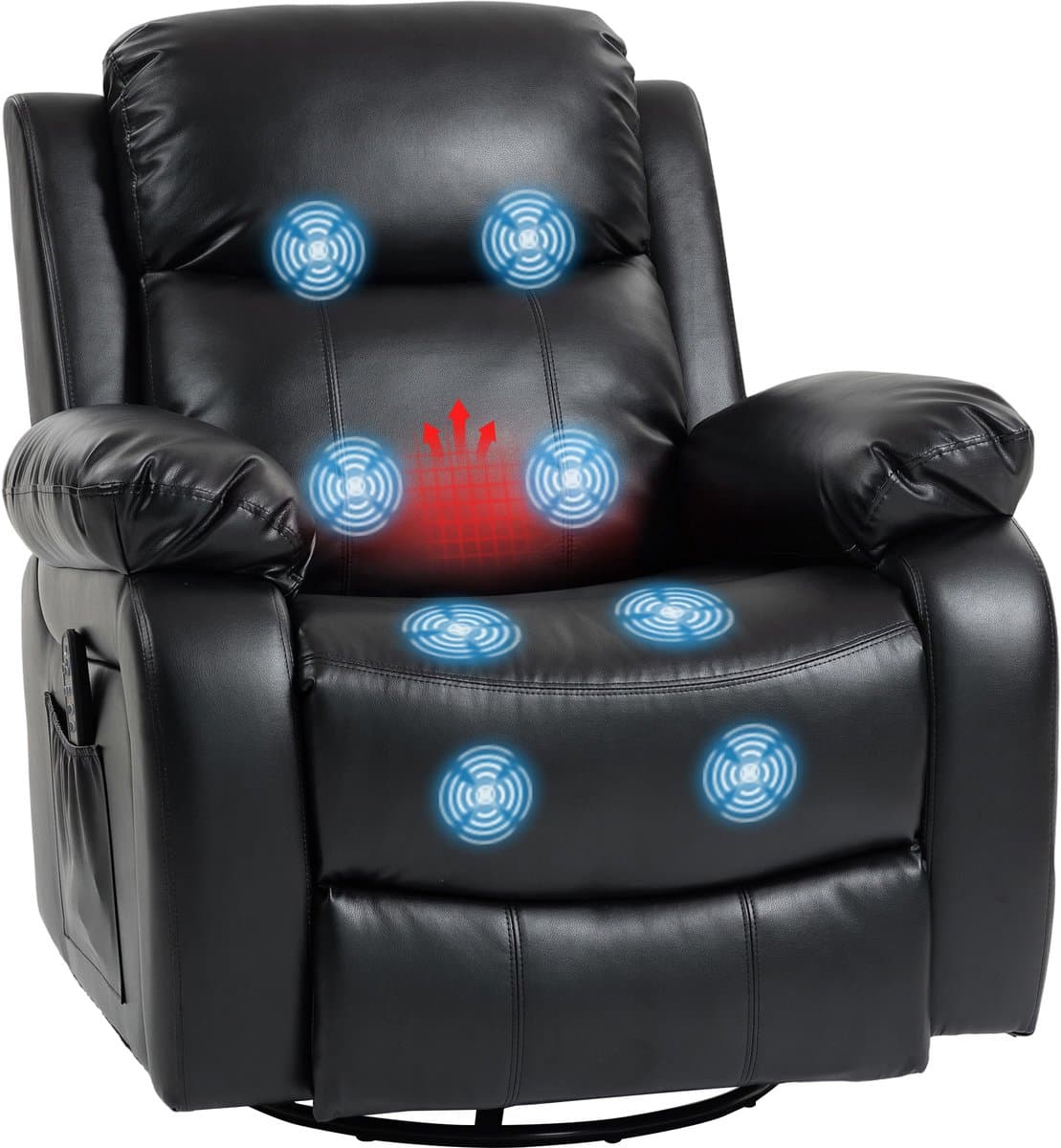 HOMCOM massage relaxstoel met 8 vibratiepunten en schommelfunctie - Massagefauteuil - Relaxfauteuil - Tv-fauteuil