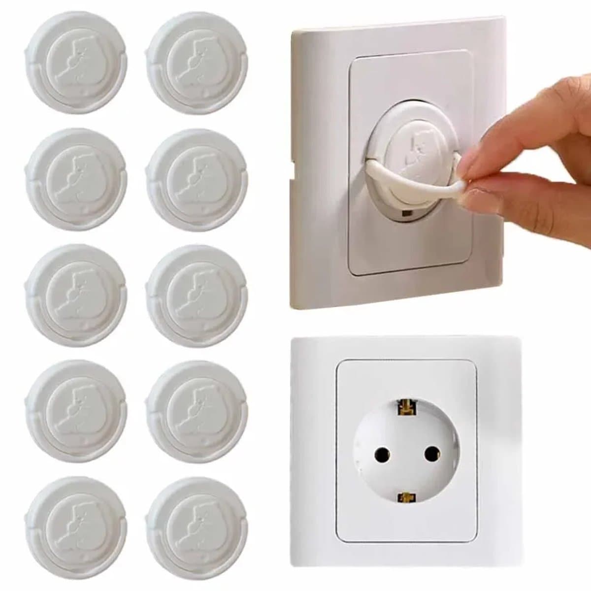 10x Baby Veiligheid Stopcontactbeschermers - Anti-elektrische Schok - Kindveilige Stopcontact Covers - Europese Standaard - Wit