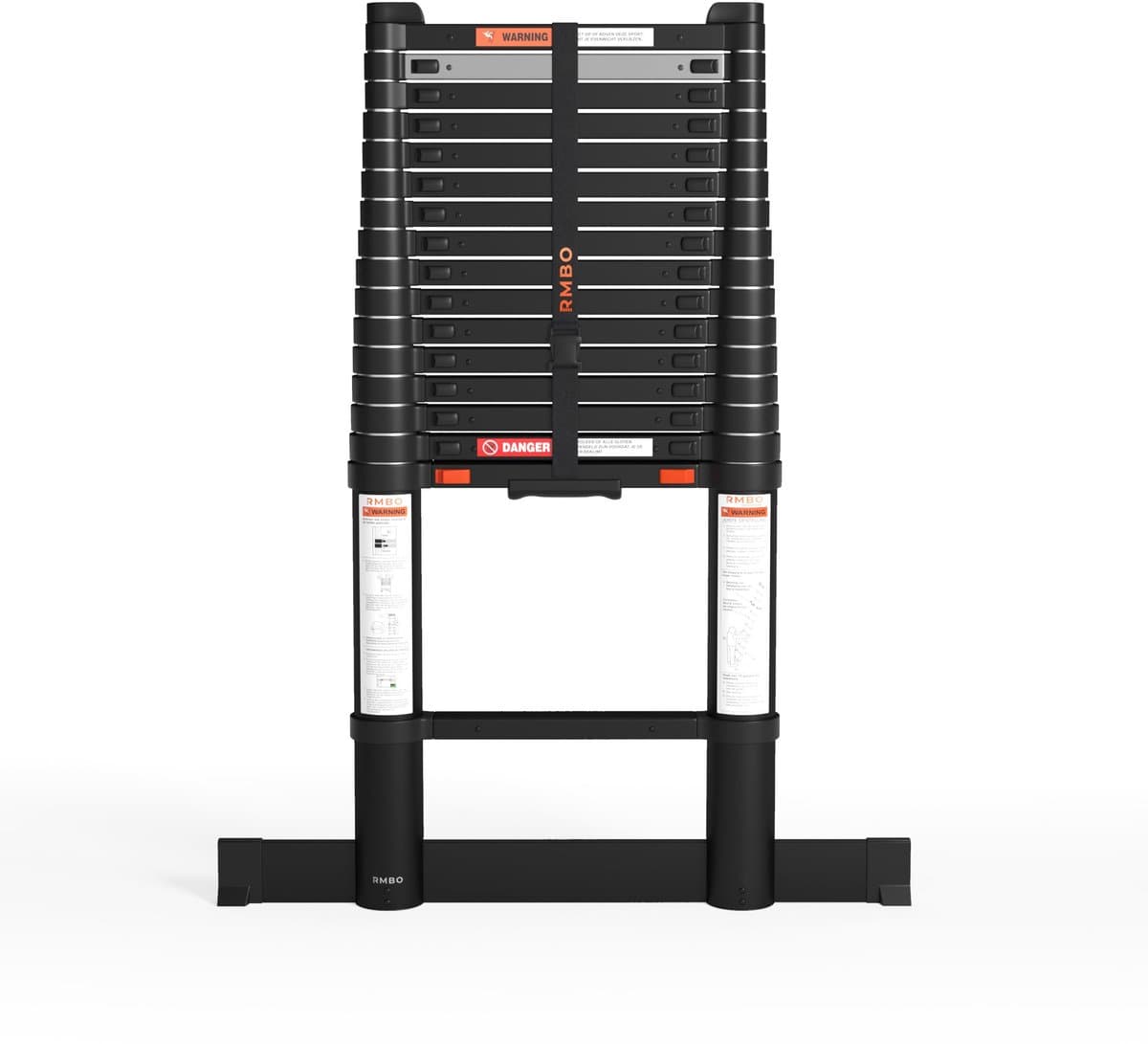RMBO Telescopische Ladder - Telescoopladder - 5,10m lang, Compact en Draagbaar met Soft Closing Systeem, Geschikt voor Particulier en Professioneel Gebruik, Telescopische Vouwladder, Max. Belasting 150 kg, EN 131.6