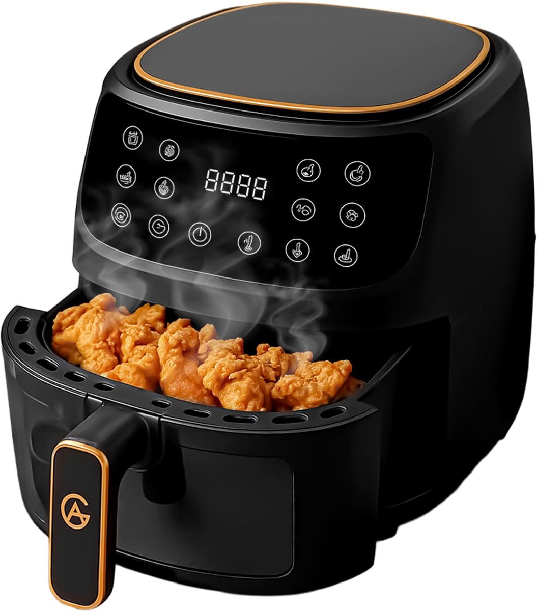 AG5100 Airfryer XXL Premium Zwart – 5,5L Hete Luchtfriteuse – Digitaal Display – 8 Programma’s – Anti-aanbak – Vaatwasserbestendig – Extreem Stil – Gezond Koken Zonder Olie – Inclusief Receptenboek