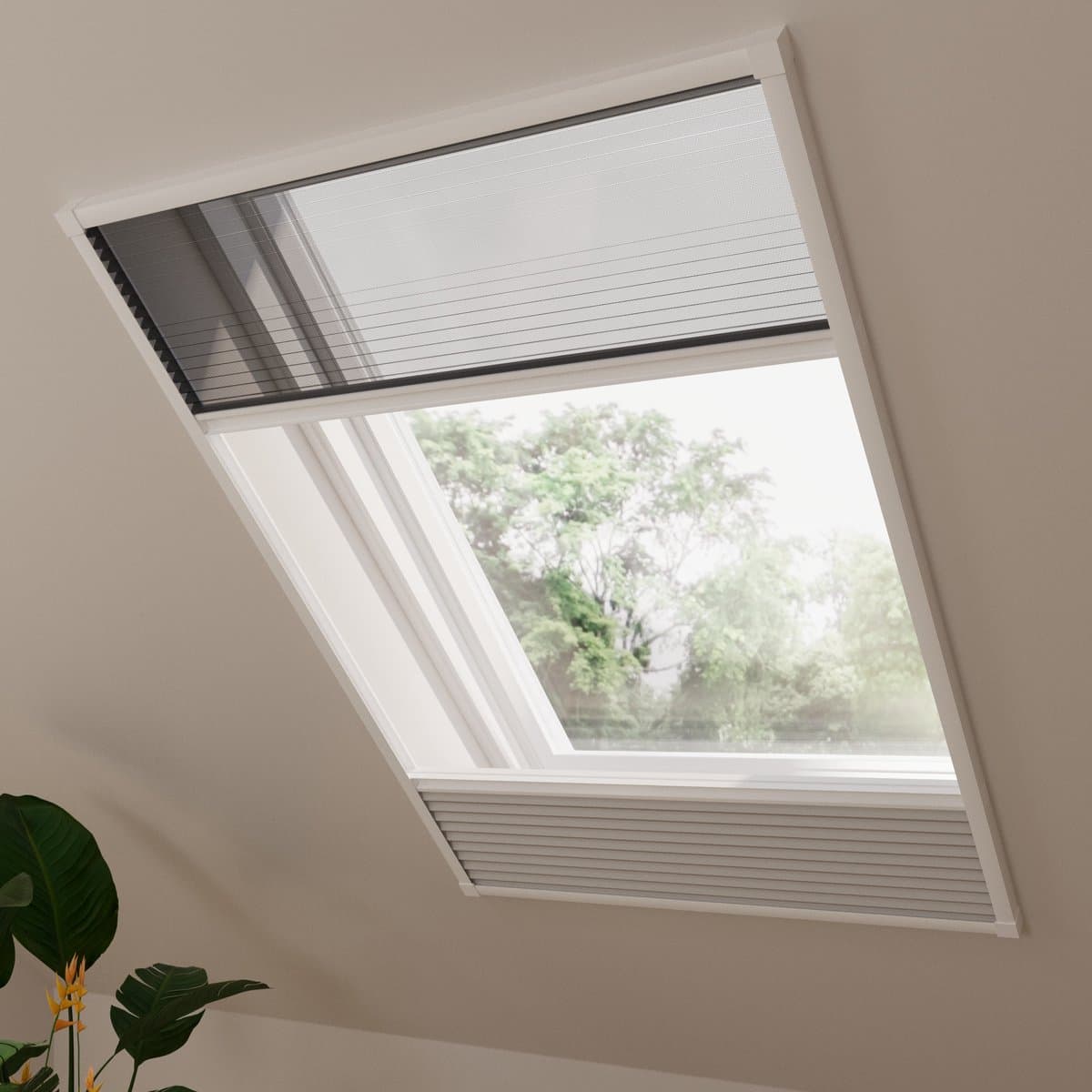 Dakraam hor plissegordijn Multi - Verduisterend - Grey - 80 x 120