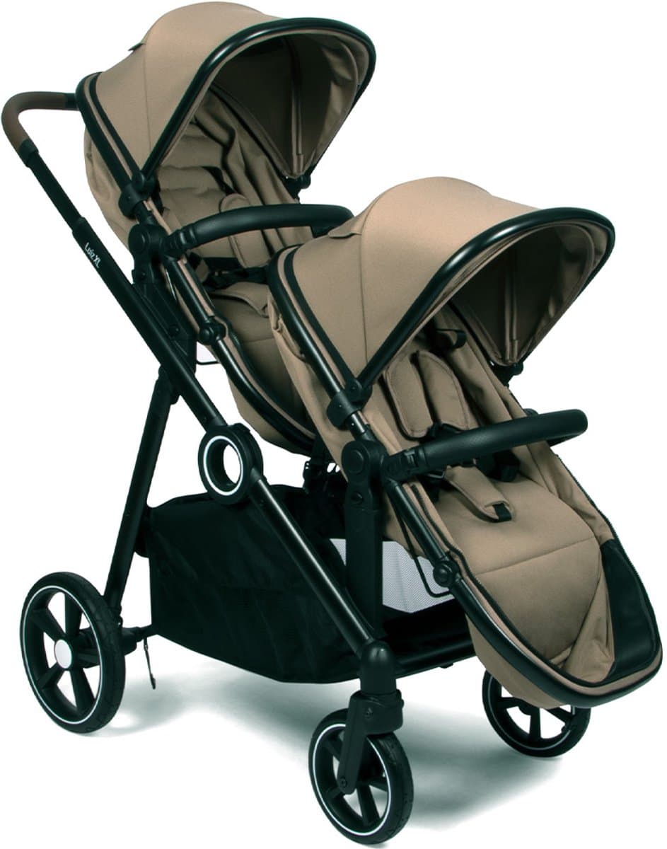 Baninni Luiz XL Duo Kinderwagen Taupe – Innovatieve Oplossing met Extra Ruime, Convertibele Zitjes van Geboorte tot 22 kg