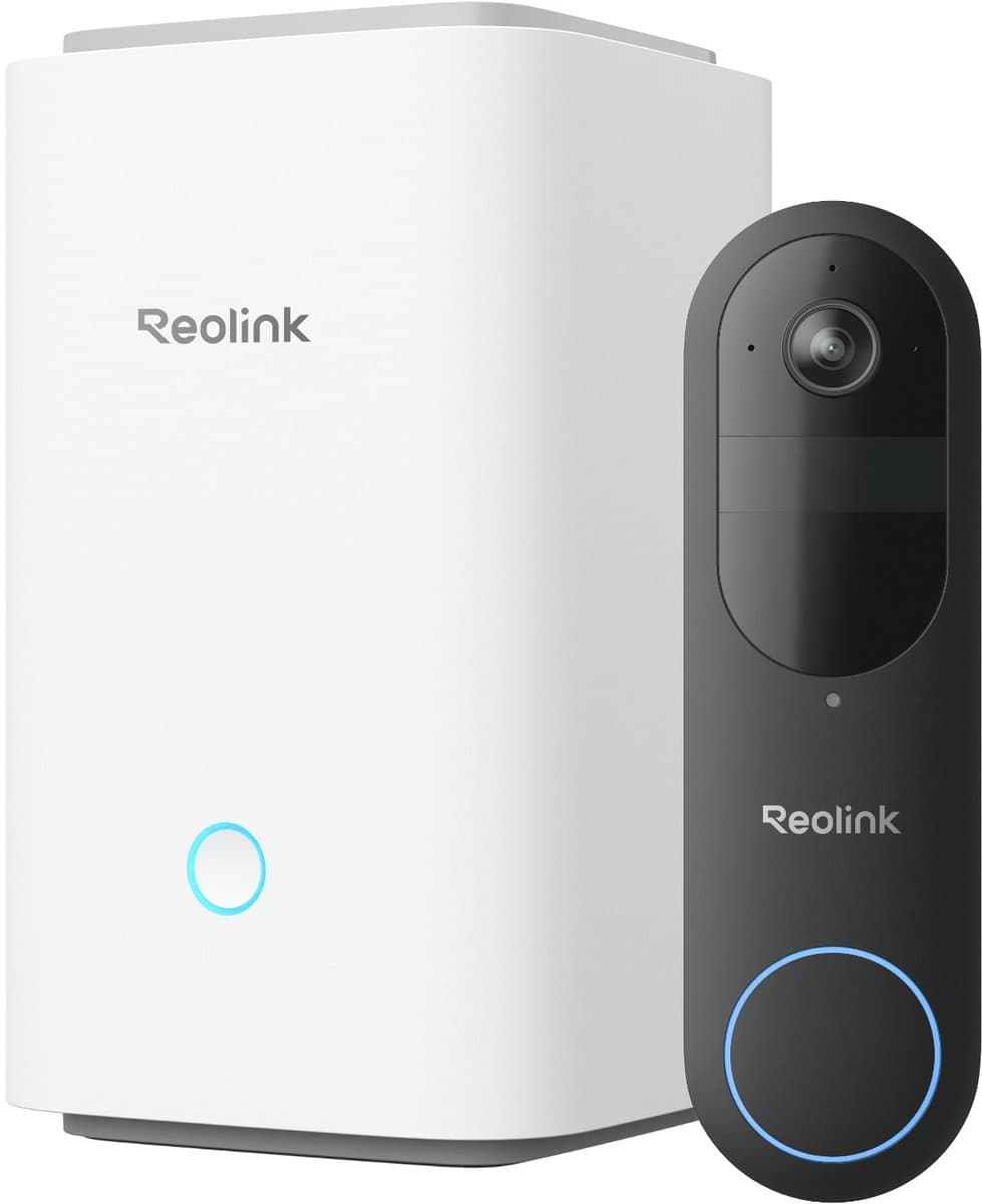 Reolink Video Doorbell + Home Hub, 2K Dual-Band Wi-Fi Batterijdeurbel met 150°x150° Beeldhoek, Batterijgevoed, Persoons-/Voertuig-/Pakketdetectie, Tweewegcommunicatie, Lokale Opslag, Geen Maandelijkse Kosten