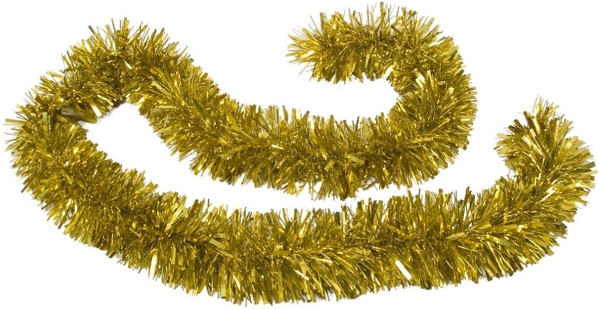 Kerstslingers - glitter goud - folie - 180 x 12 cm - extra brede slinger/kerstboom versiering