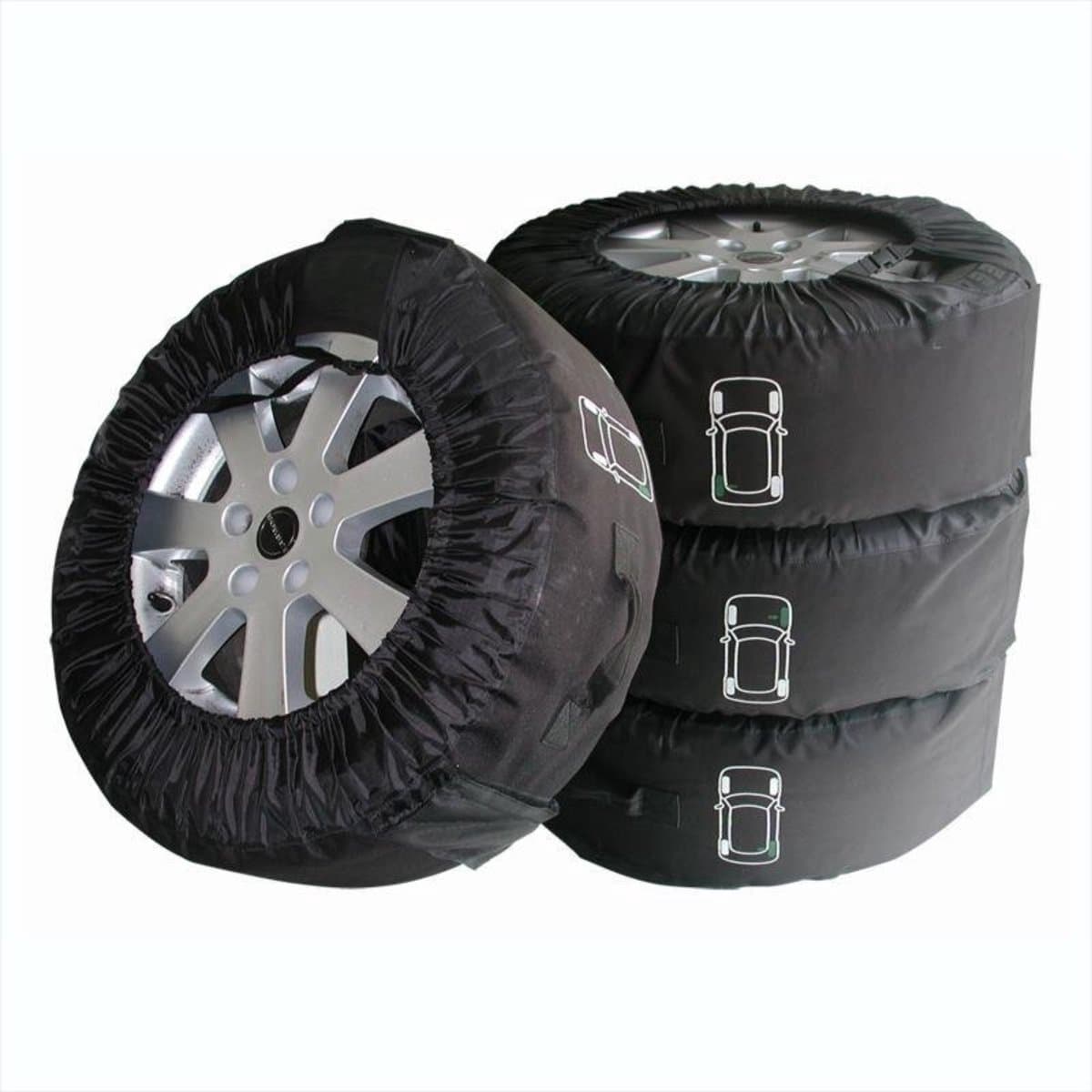 ProPlus Bandenhoezen - Bandentassen - Bandbreedte maximaal 280 mm - Wielhoes - Winter- en Zomerbanden Hoezenset - Reservewiel - XL - Eenvoudige Montage - 4 Stuks - Zwart